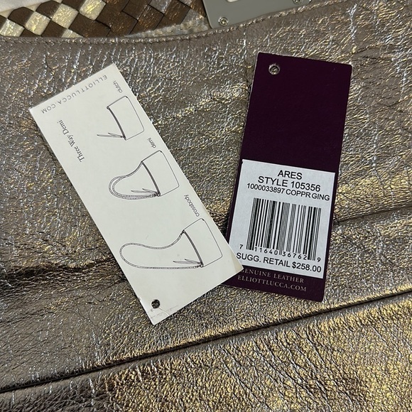 Elliot Lucca Gold Silver Leather Clutch Convertible Shoulder Bag - Picture 8 of 8